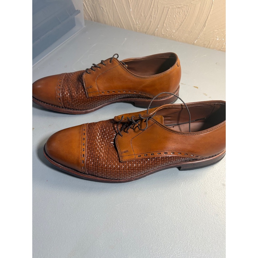 Allen Edmonds New Orleans Mens 10.5 D Brown Leather Braided Cap Toe Derby Shoes - Picture 5 of 9